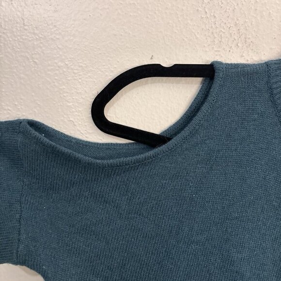 Halogen Teal Cold Shoulder Wool Blend Sweater Size Small - Picture 5 of 14